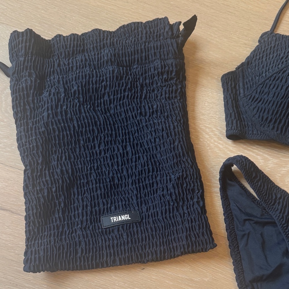 Triangl Swimwear Black Textured Bikini Small+ Top/ XS Bottom - Picture 3 of 5